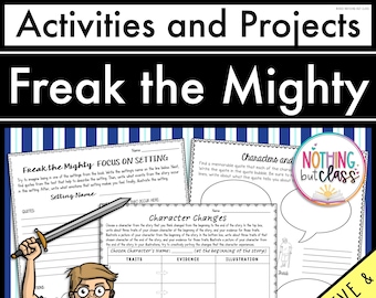 Freak the Mighty | Läsresponsaktiviteter och projekt | Guidad läsning | Arbetsblad | Utskrivbara och digitala
