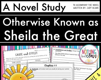 Otherwise Known as Sheila the Great Novel Study Unit | Literature Guide | Comprehension Worksheets | ELA Homeschool | Reading Activities