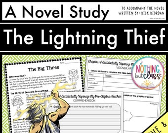 The Lightning Thief Novel Study Unit | Literature Guide | Comprehension Worksheets | ELA Homeschool | Percy Jackson
