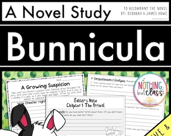 Bunnicula Novel Study Unit | Literature Guide | Comprehension Worksheets | ELA Homeschool | Reading Activities | Unit Study