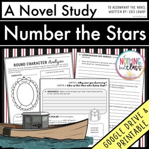 Number the Stars Novel Study Unit | Literature Guide | Comprehension Worksheets | ELA Reading Comprehension | Book Unit