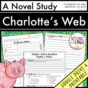 Charlotte&#39;s Web Novel Study Unit | Literature Guide | Comprehension Worksheets | Activities & Tests | ELA Reading Comprehension | Book Study