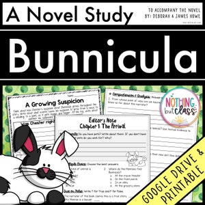 Bunnicula Novel Study Unit Literature Guide Comprehension Worksheets ELA Homeschool Reading Activities Unit Study image 1
