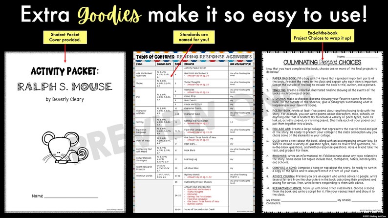 Ralph S. Mouse | Reading Response Activities and Projects | Guided ...