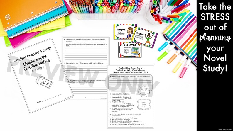 Student Chapter Packet Charlie and the Chocolate Factory | Comprehension and Vocabulary by ...