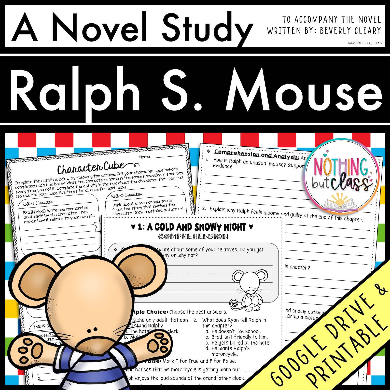 Ralph S. Mouse Novel Study Unit | Literature Guide | Comprehension ...