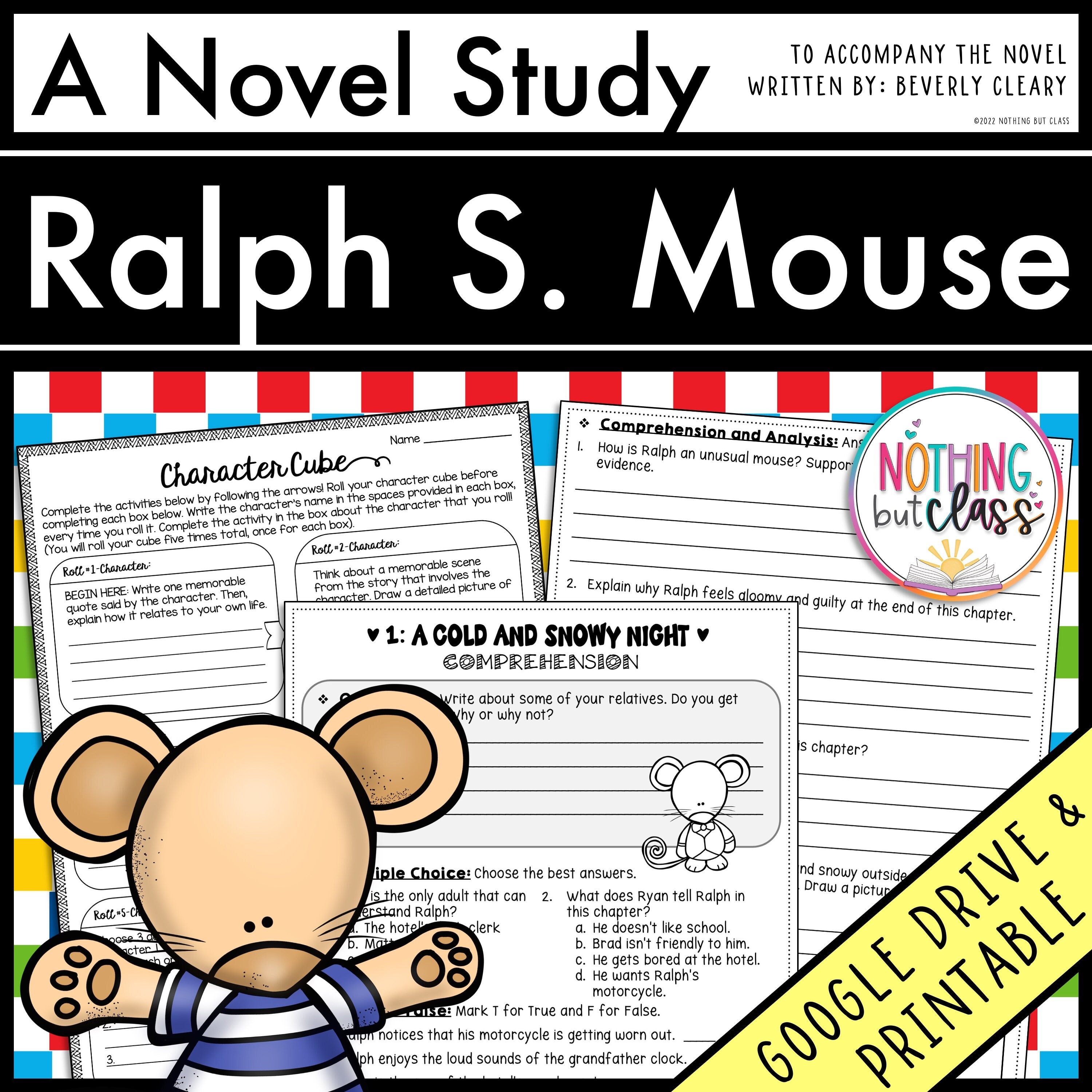 Ralph S. Mouse Novel Study Unit | Literature Guide | Comprehension ...