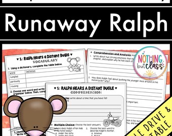 Runaway Ralph | Comprehension and Vocabulary by chapter | Guided Reading | Worksheets for Novel Study
