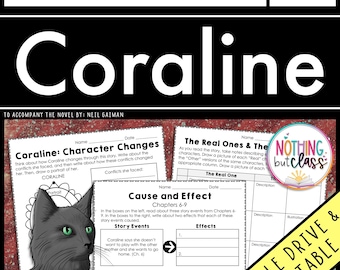 Coraline | Reading Response Activities and Projects | Guided Reading | Worksheets | Printable and Digital