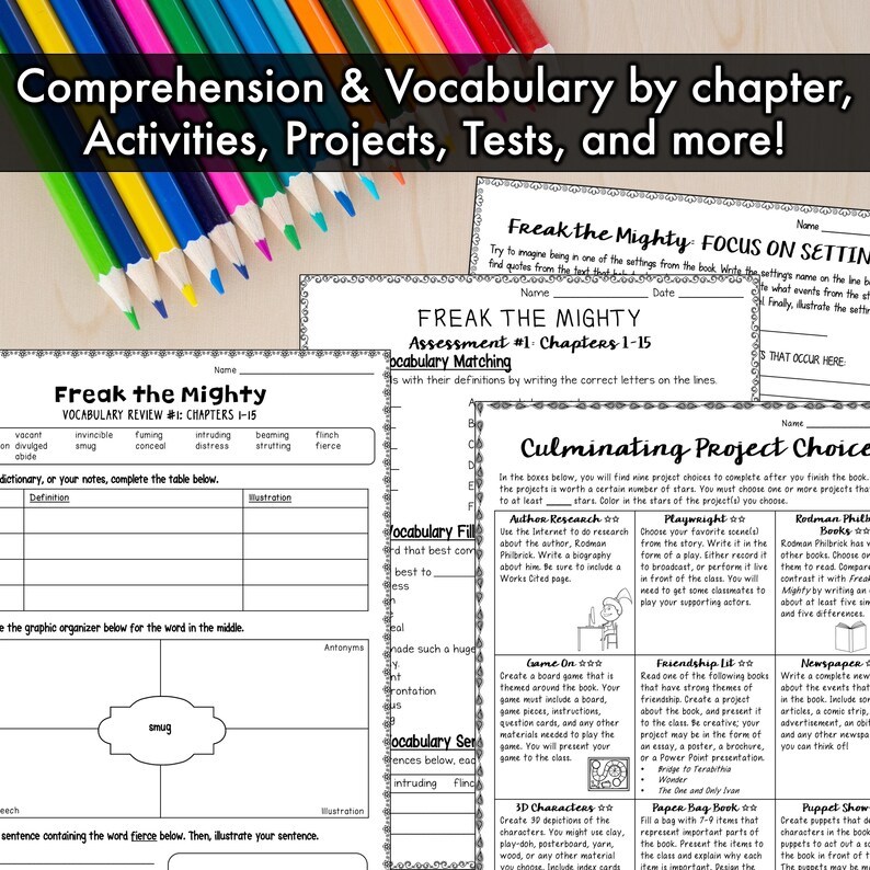 Freak the Mighty Novel Study Unit | Literature Guide | Comprehension ...
