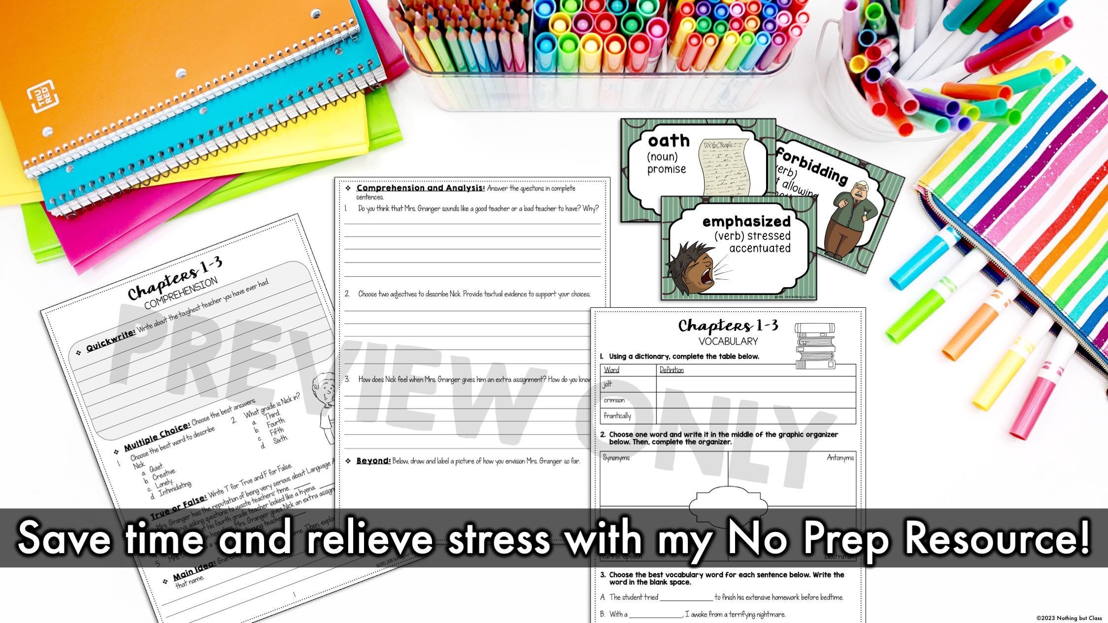 Frindle | Comprehension and Vocabulary by Chapter | Guided Reading ...