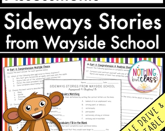 Sideways Stories from Wayside School - Tests | Quizzes | Assessments for Novel Study