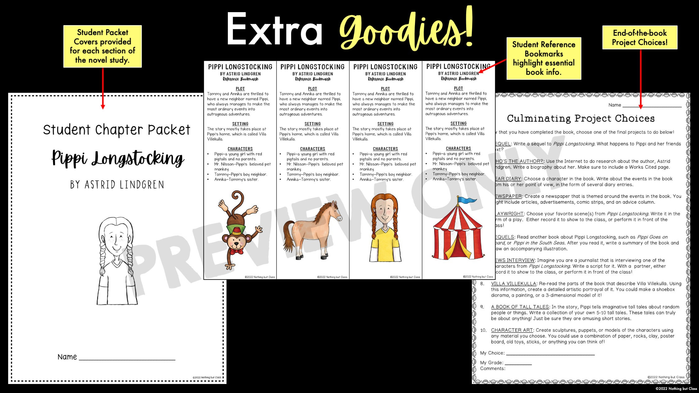 Pippi Longstocking Novel Study Unit Literature Guide Comprehension