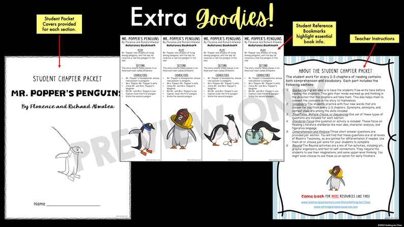 Student Chapter Packet Mr. Popper's Penguins | Comprehension and Vocabulary by Chapter ...