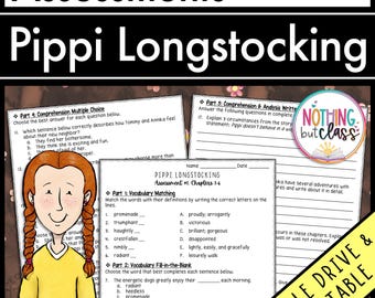 Pippi Longstocking - Tests | Quizzes | Assessments for Novel Study