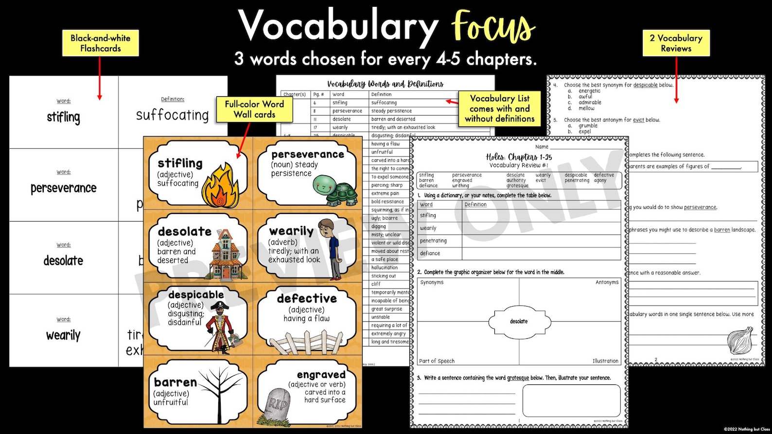 Holes | Comprehension and Vocabulary by Chapter | Guided Reading ...