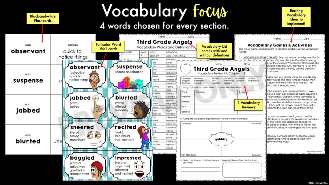 Third Grade Angels Novel Study Unit | Literature Guide | Comprehension ...