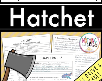 Hatchet / Comprensión y vocabulario por capítulo / Lectura guiada / Hojas de trabajo para el estudio de novelas