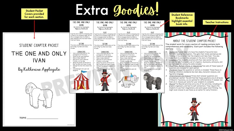Student Chapter Packet The One and Only Ivan | Comprehension and Vocabulary by Chapter ...