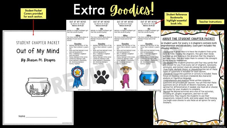Student Chapter Packet Out of My Mind | Comprehension and Vocabulary by Chapter | Guided ...
