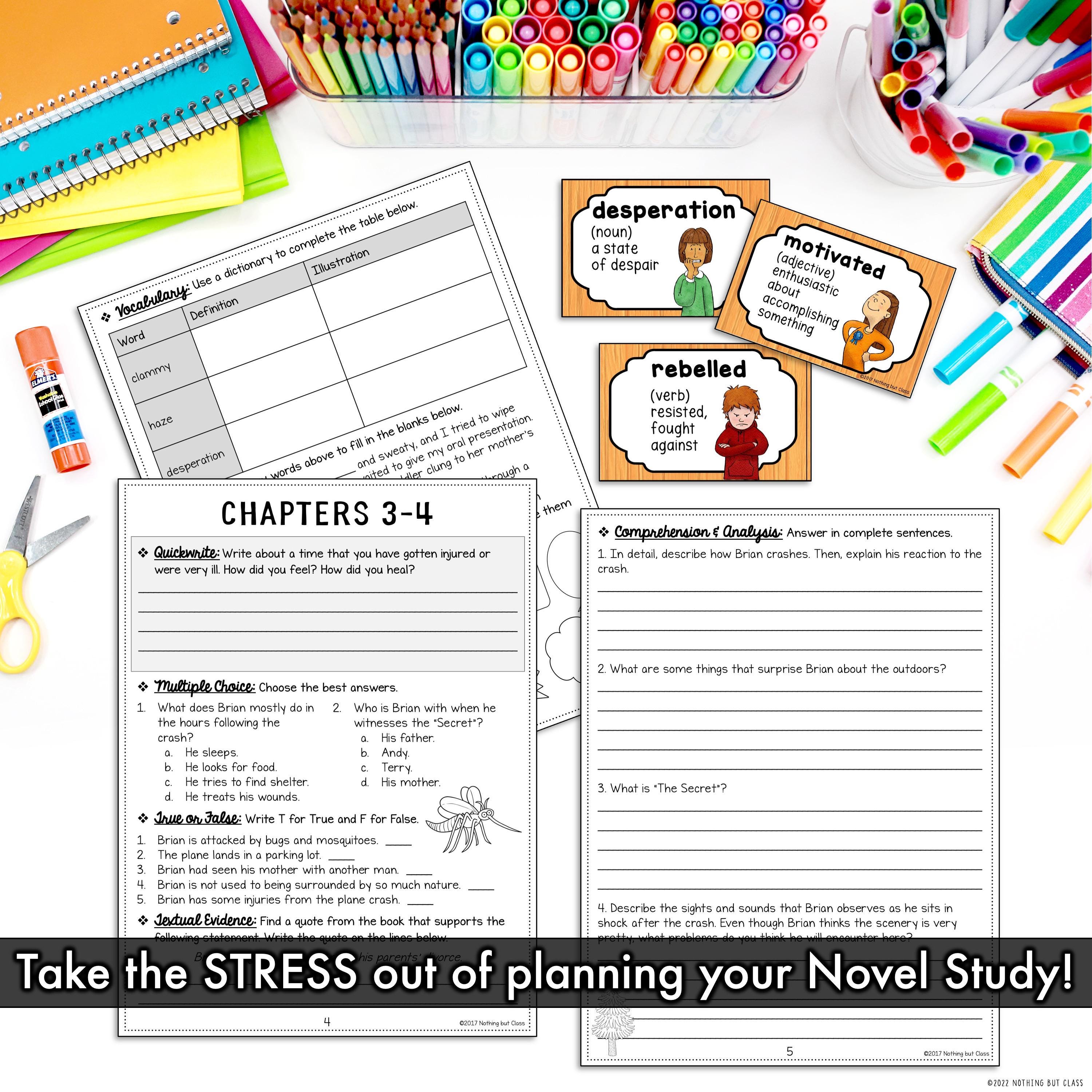 Hatchet | Comprehension and Vocabulary by Chapter | Guided Reading ...
