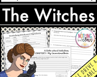 The Witches | Comprehension and Vocabulary by chapter | Guided Reading | Worksheets for Novel Study