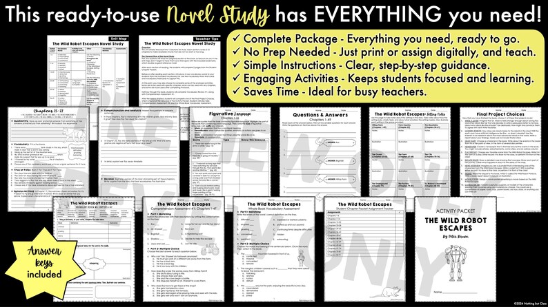The Wild Robot Escapes Novel Study Unit | Literature Guide ...