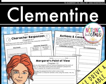 May include: Printable worksheets for the novel "Clementine" by Sara Pennypacker. The worksheets include activities for character responses, actions and consequences, and a point of view activity from the perspective of Margaret. The worksheets are designed for use in the classroom or at home.