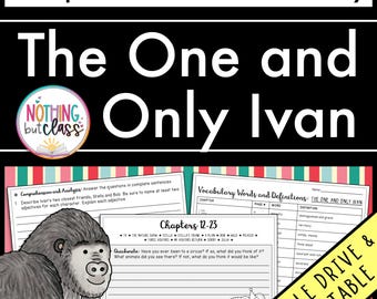 Può includere: Foglio di lavoro stampabile in bianco e nero per "The One and Only Ivan" di Katherine Applegate. Il foglio di lavoro include attività di comprensione e vocabolario per i capitoli 12-23. Il foglio di lavoro presenta un'illustrazione di un gorilla in stile cartone animato.