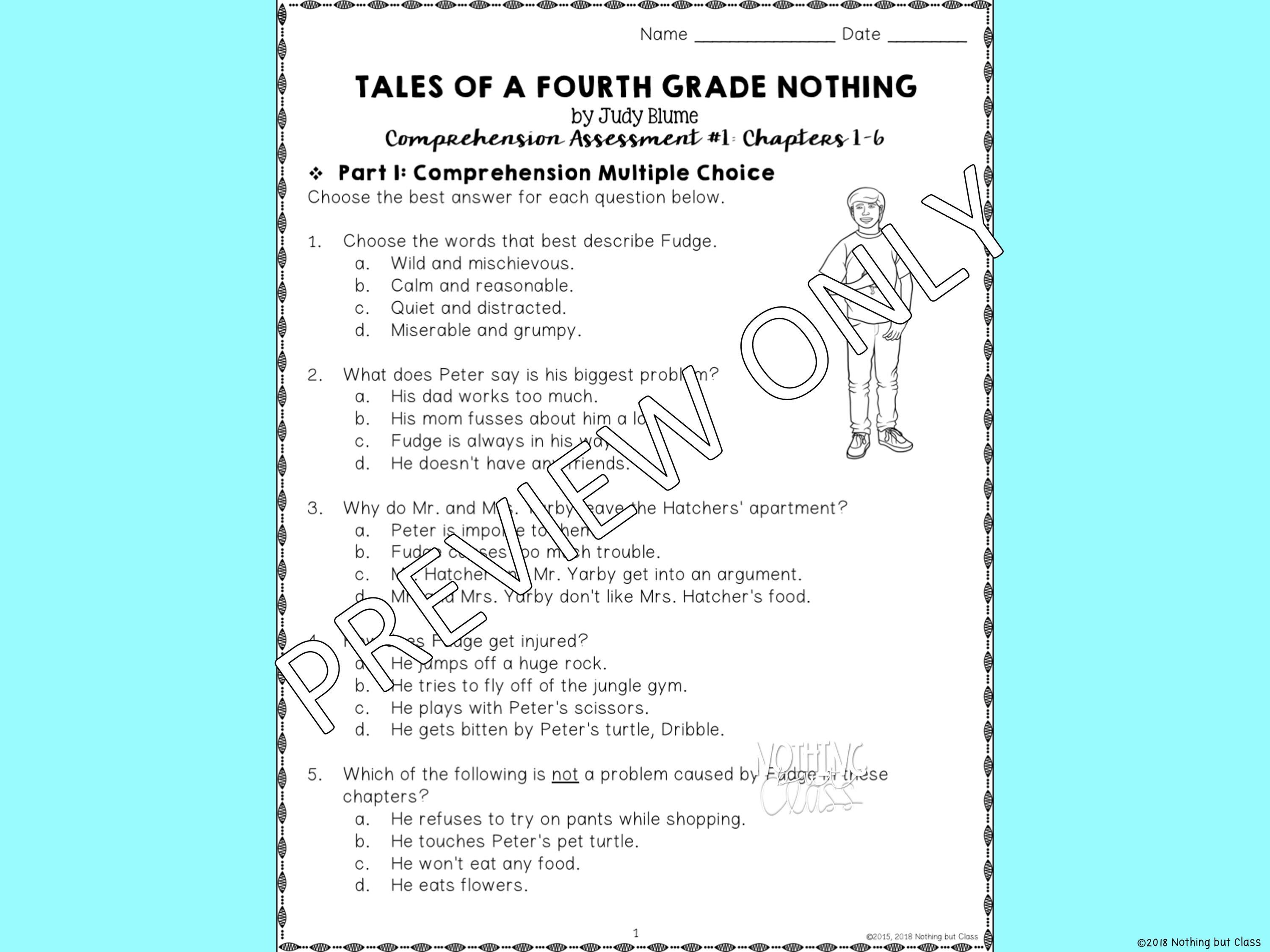 Tales of a Fourth Grade Nothing - Tests | Quizzes | Assessments for ...