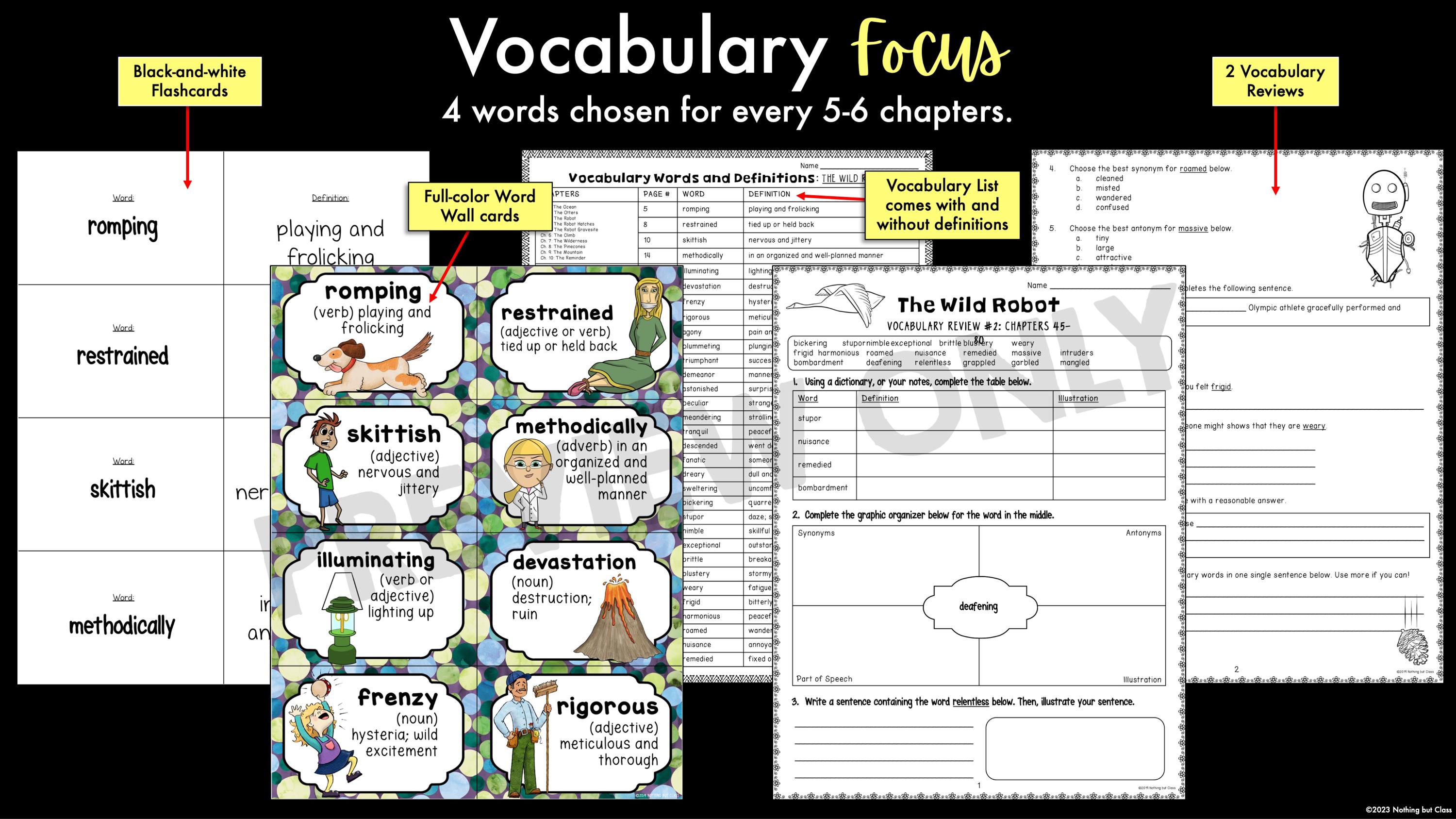 The Wild Robot | Comprehension and Vocabulary by Chapter | Guided ...