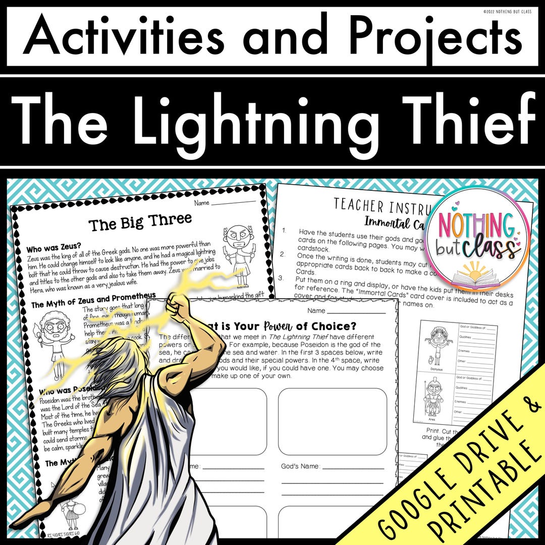 The Lightning Thief | Reading Response Activities and Projects ...