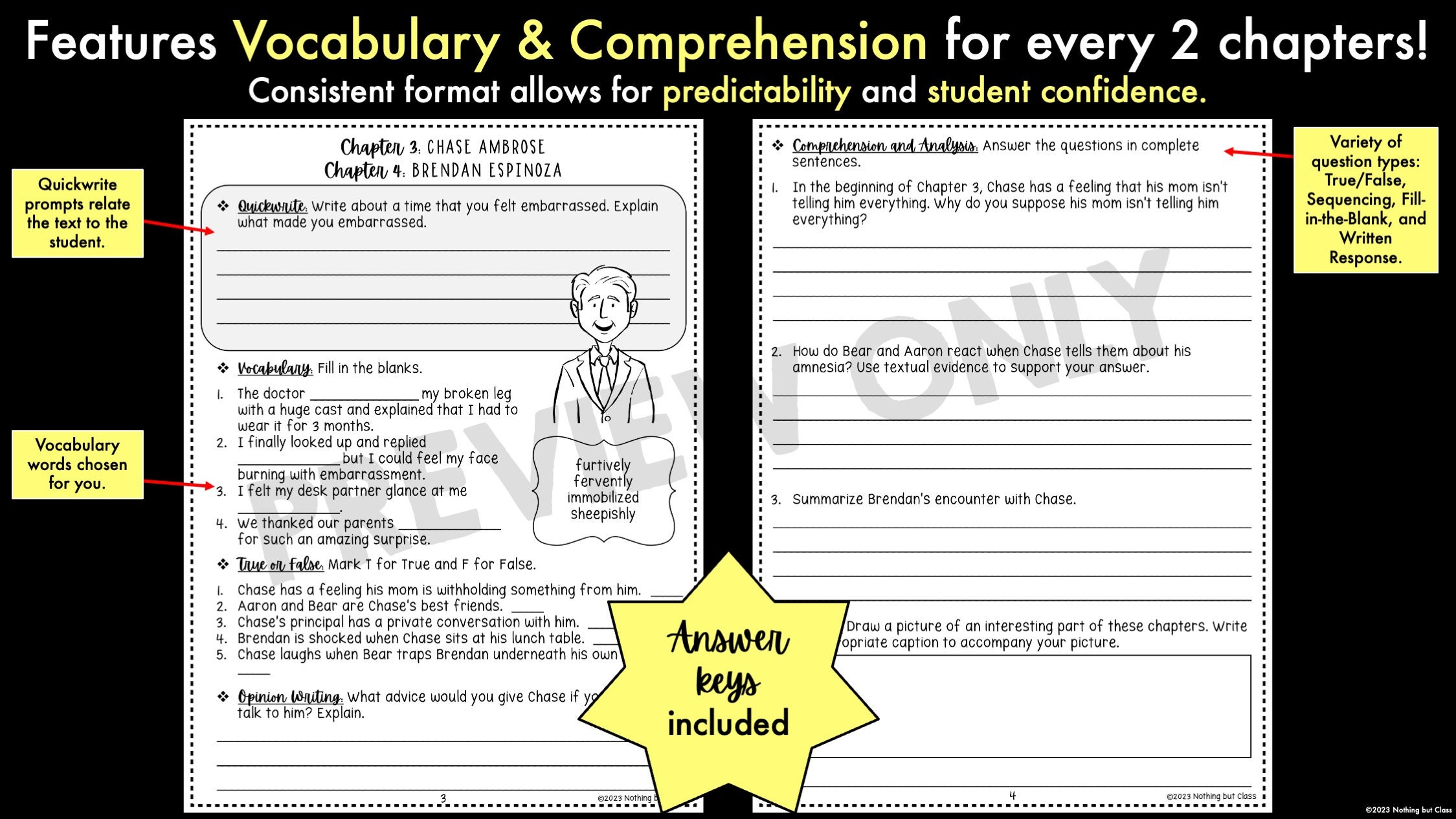 Restart Novel Study Unit | Literature Guide | Comprehension Worksheets ...
