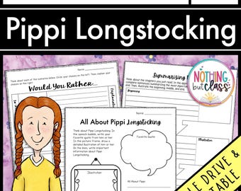 Pippi Longstocking | Reading Response Activities and Projects | Resources for Novel Study | Worksheets and Digital