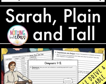 Sarah, Plain and Tall | Comprehension and Vocabulary by chapter | Guided Reading | Worksheets for Novel Study