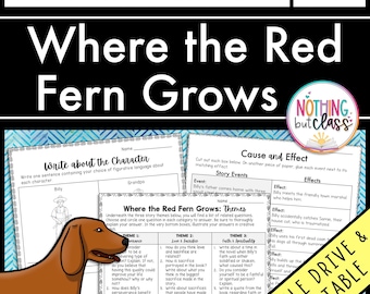 Where the Red Fern Grows | Reading Response Activities and Projects | Guided Reading | Worksheets | Printable and Digital