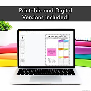 Peut inclure: Un ordinateur portable affichant une version imprimable et num&eacute;rique d'un plan de le&ccedil;on pour enseigner les trois points de vue. Le plan de le&ccedil;on comprend une invite d'histoire, un tableau pour l'analyse des personnages et un graphique d'un lion.