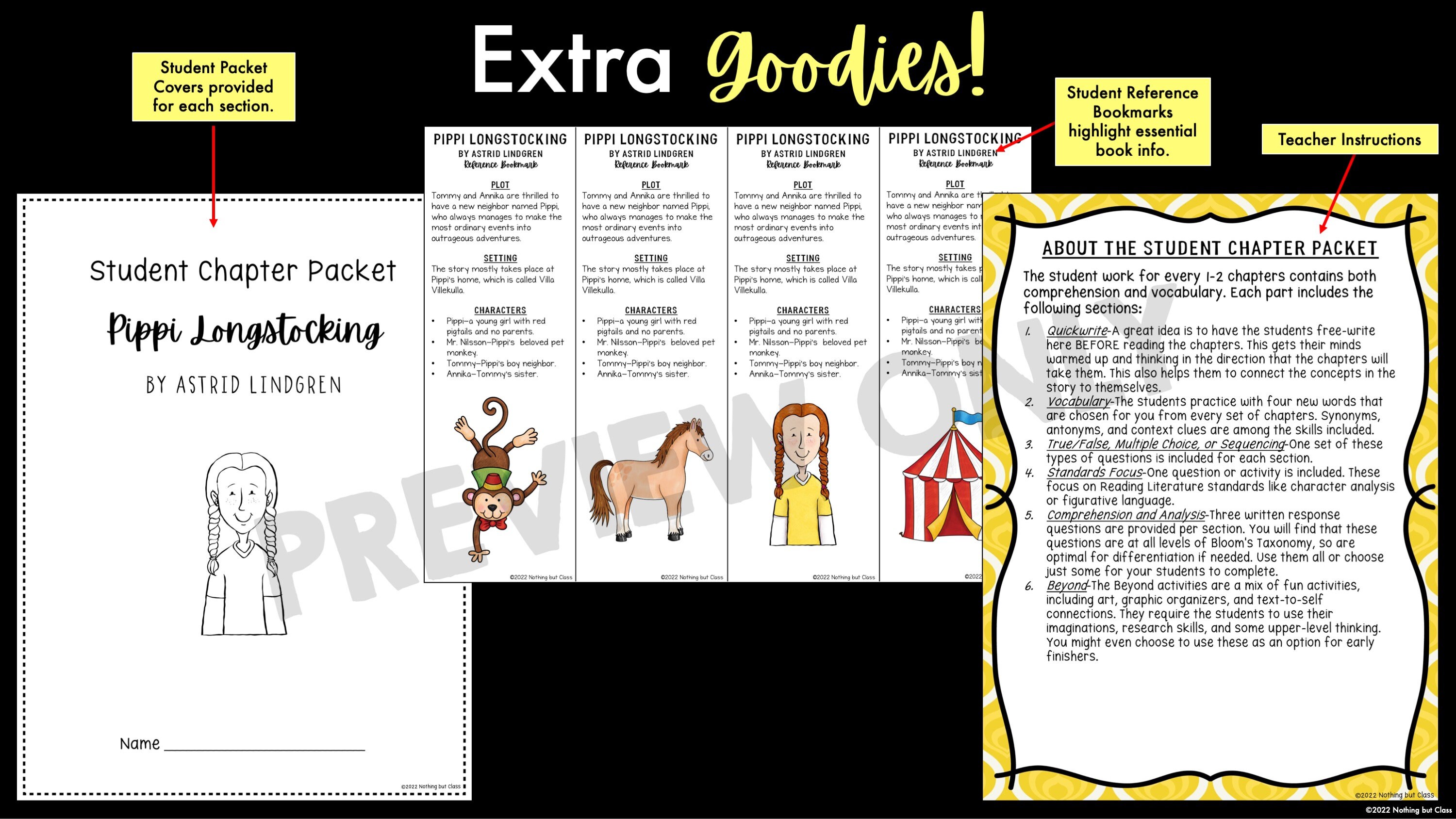 Pippi Longstocking | Comprehension and Vocabulary by Chapter | Guided ...