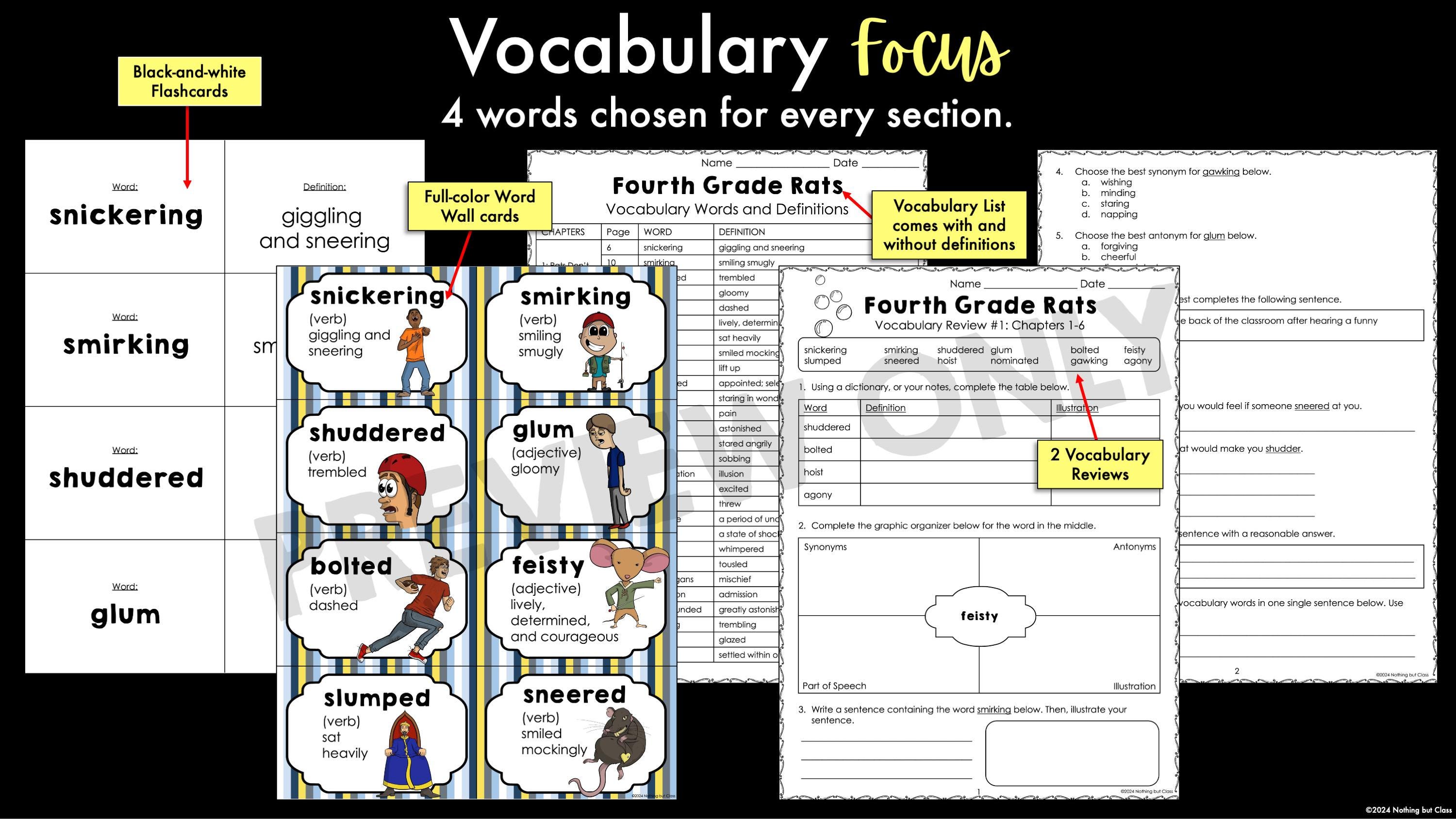 Fourth Grade Rats | Comprehension and Vocabulary by Chapter | Guided ...