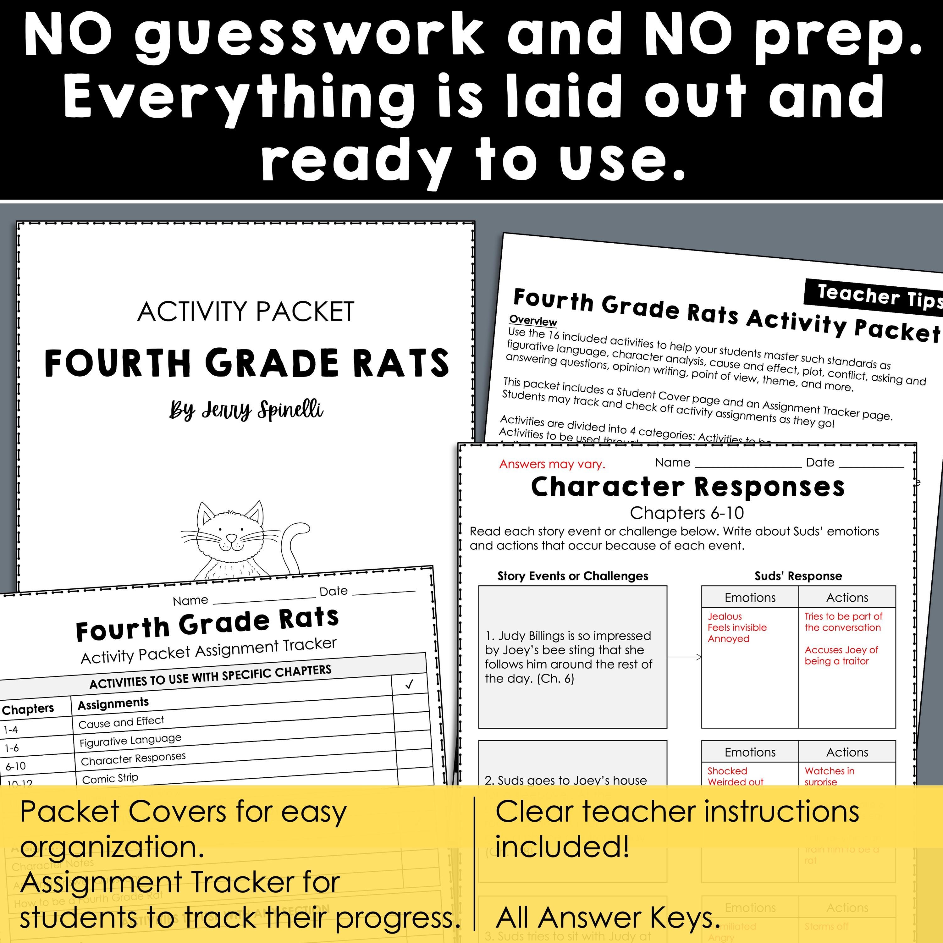 Fourth Grade Rats | Reading Response Activities and Projects | Guided ...
