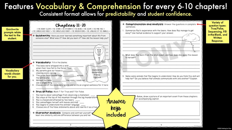 The Wild Robot Novel Study Unit | Literature Guide | Comprehension ...