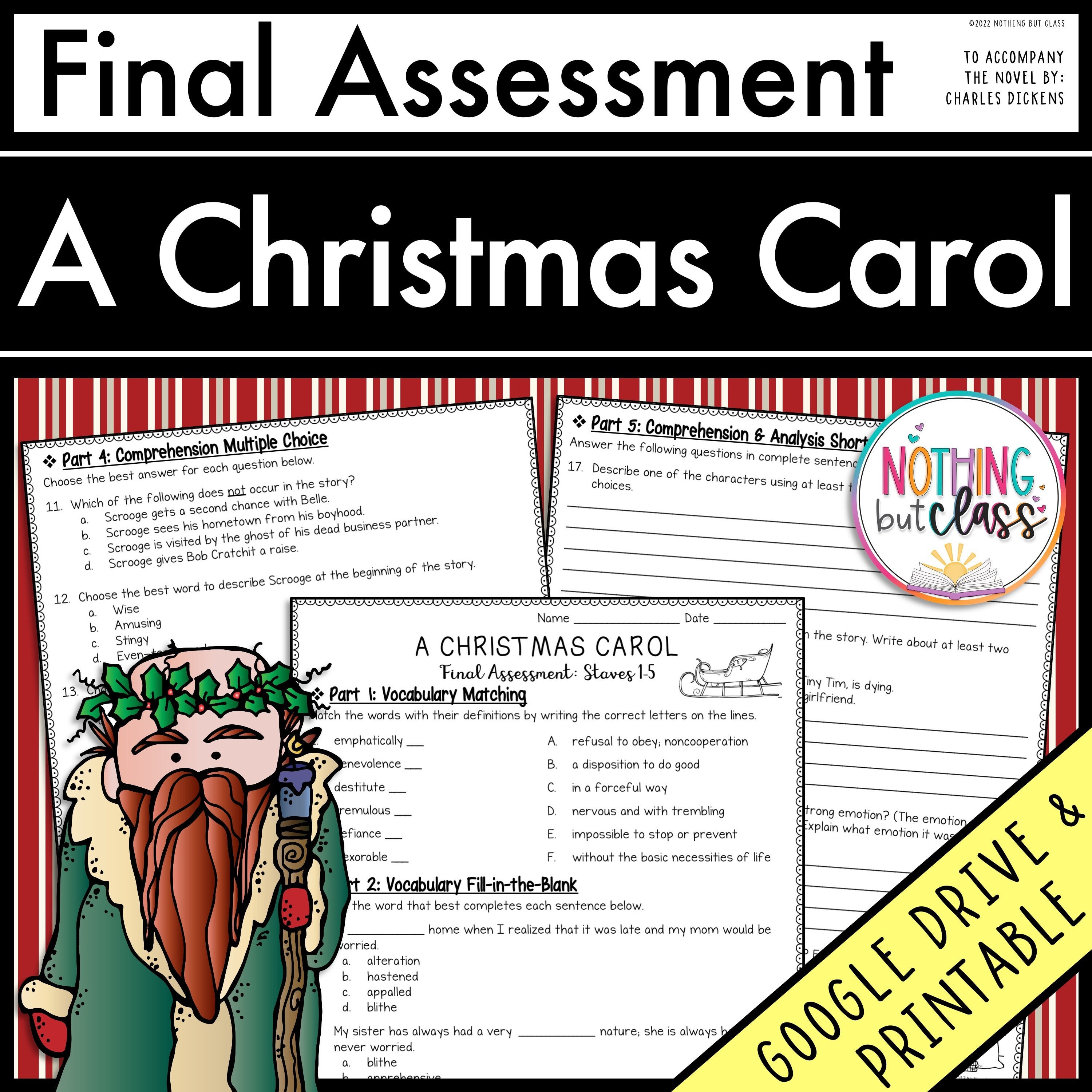 A Christmas Carol Test | Quiz | Assessment - Etsy