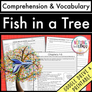 Fish in a Tree | Comprehension and Vocabulary by chapter | Guided Reading | Worksheets for Novel Study