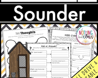 Sounder | Reading Response Activities and Projects | Guided Reading | Worksheets | Printable and Digital