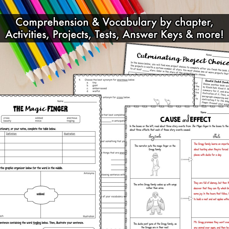 The Magic Finger Novel Study Unit | Literature Guide | Comprehension ...