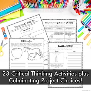 Peut inclure: Feuilles de travail imprimables en noir et blanc pour les enseignants. Les feuilles de travail comprennent des activit&eacute;s de r&eacute;flexion critique, des th&egrave;mes et des le&ccedil;ons, des causes et des effets, et des choix de projets culminants. Les feuilles de travail sont con&ccedil;ues pour que les &eacute;l&egrave;ves apprennent des histoires.