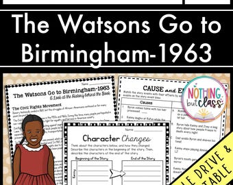 The Watsons Go to Birmingham 1963 | Reading Response Activities and Projects | Guided Reading | Worksheets | Printable and Digital