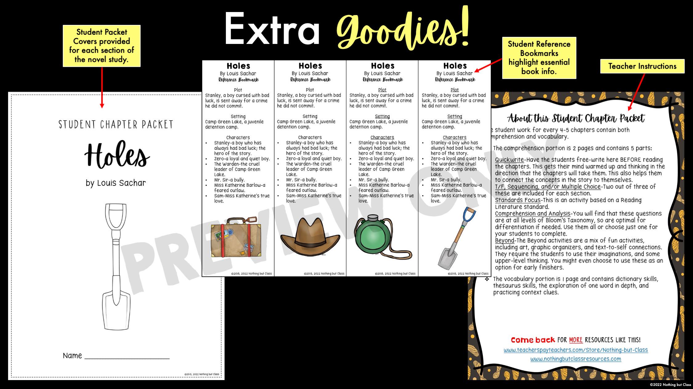 Holes | Comprehension and Vocabulary by Chapter | Guided Reading ...