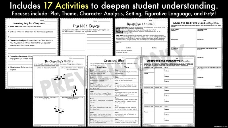 Where the Red Fern Grows Novel Study Unit | Literature Guide ...