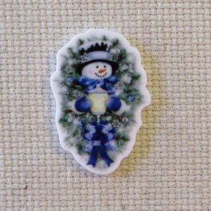 Blue Snowman Needle Minder, Cover Minder, Magnet